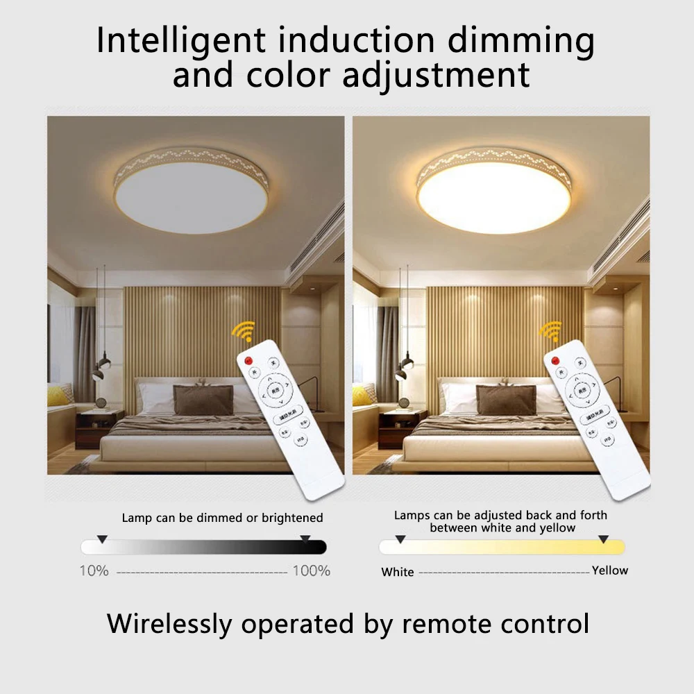 Smart LED Ceiling Light with Infrared Remote Control and Adjustable Brightness