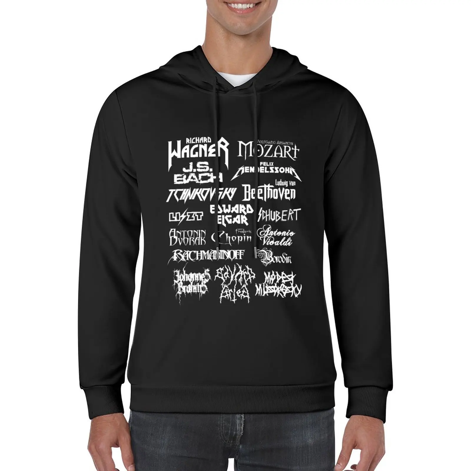 

New Heavy Metal-style Classical Composers (White Text) Pullover Hoodie men's sweat-shirt set autumn hoody