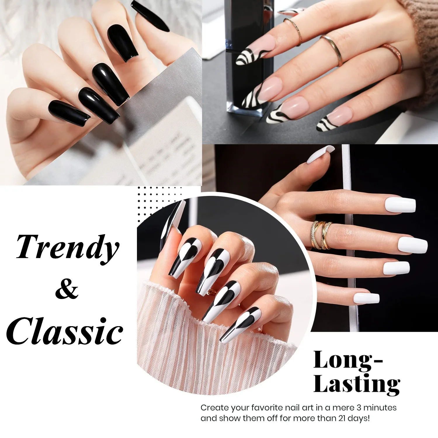 Makartt Black White Nail Gel Polish Kit Holographic Gel Polish Set Soak Off UV LED Varnish Manicure Nail Art