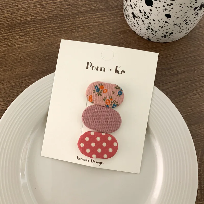 Korean Fashion 3 stücke Mädchen Dot Solide Floral Haarnadel Stoff Damen Haar Clips für Kinder Nette Bang Seite Clip Schöne haar Zubehör – Detail 6