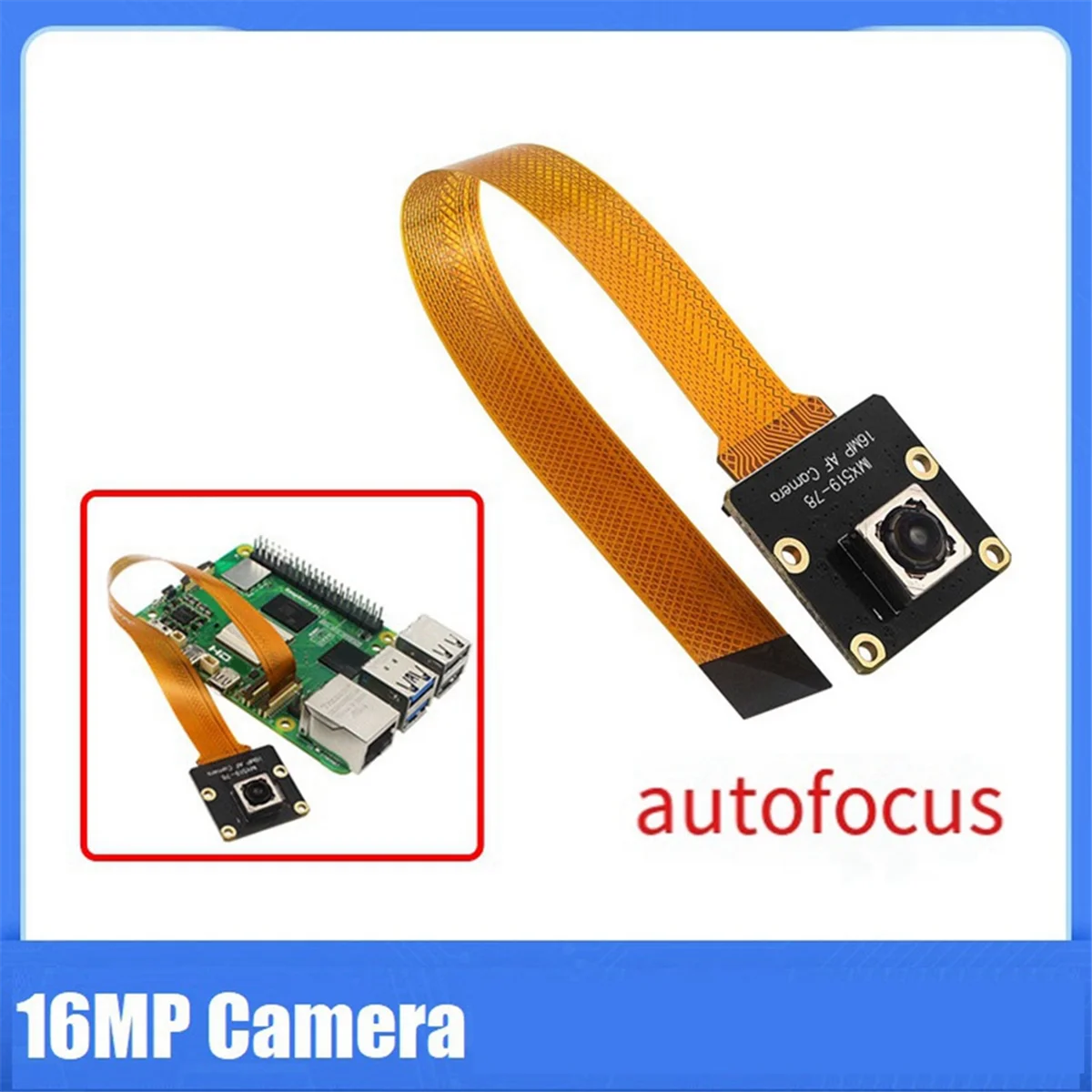 16MP Camera for Raspberry Pi5 Camera IMX519 Autofocus 78.5&deg; 4.28mm Module for Raspberry Pi5 RPi5 YDH