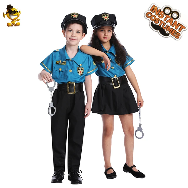 Costume de Police pour enfants, ensemble de déguisement d'halloween,  uniforme de policier de luxe, jeu de rôle pour garçons et filles -  AliExpress