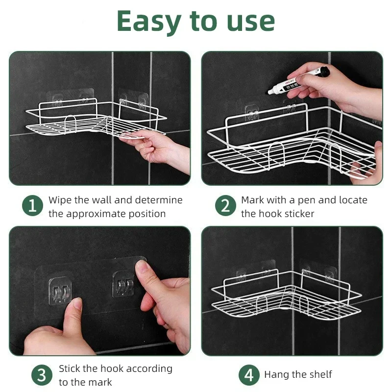 Aluminum Alloy Bathroom Shelves No-drill Corner Shelf Shower Storage Rack Holder Toilet Makeup Organizer for Shampoo Wall Supply 4