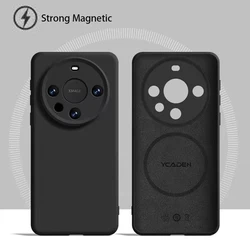 Magnetic Liquid Silicon Wireless Charging Case - Soft Skin Protection Cover for Vivo X90 (Black)