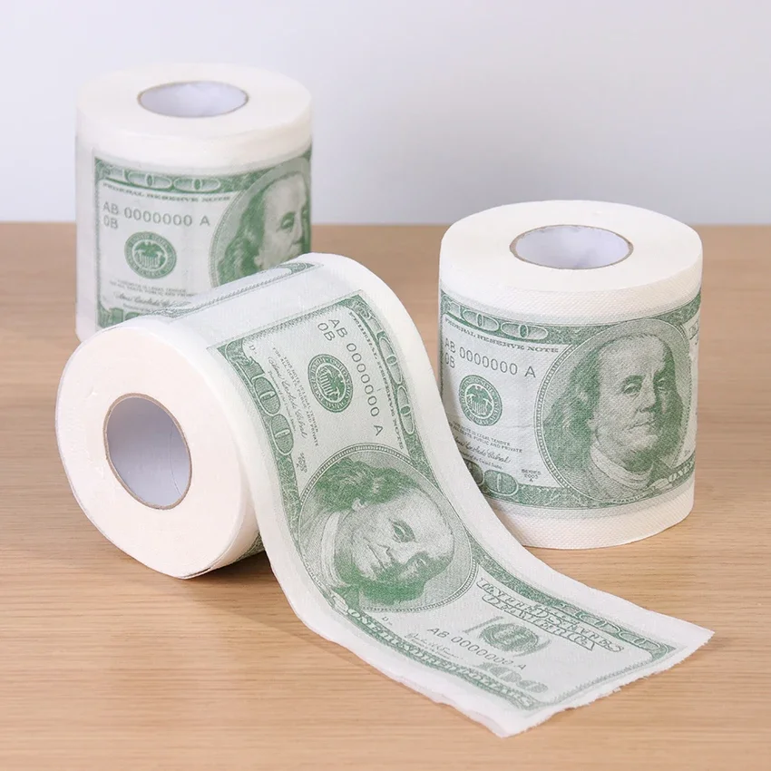 1 Roll Home Supplies Wood Pulp One Hundred Dollars Printed Rolling Paper Funny Toilet Paper Humor Toilet Novelty Gift
