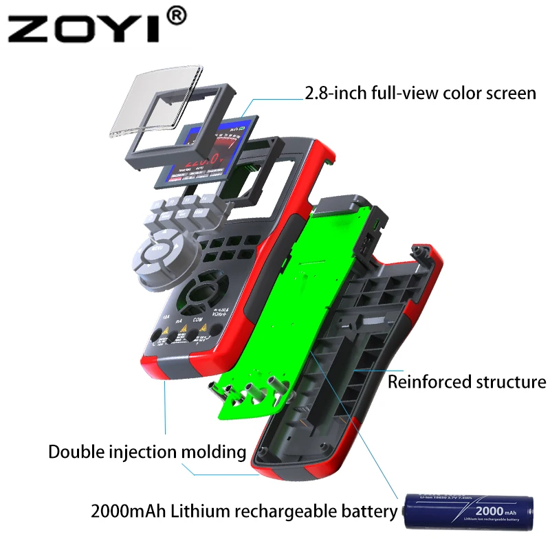ZOYI ZT-702S 2 in 1 Handheld Digital Automotive Oscilloscope Multimeter, Single Channel 10MHZ Bandwidth,64Kbyte Record Length,48 4