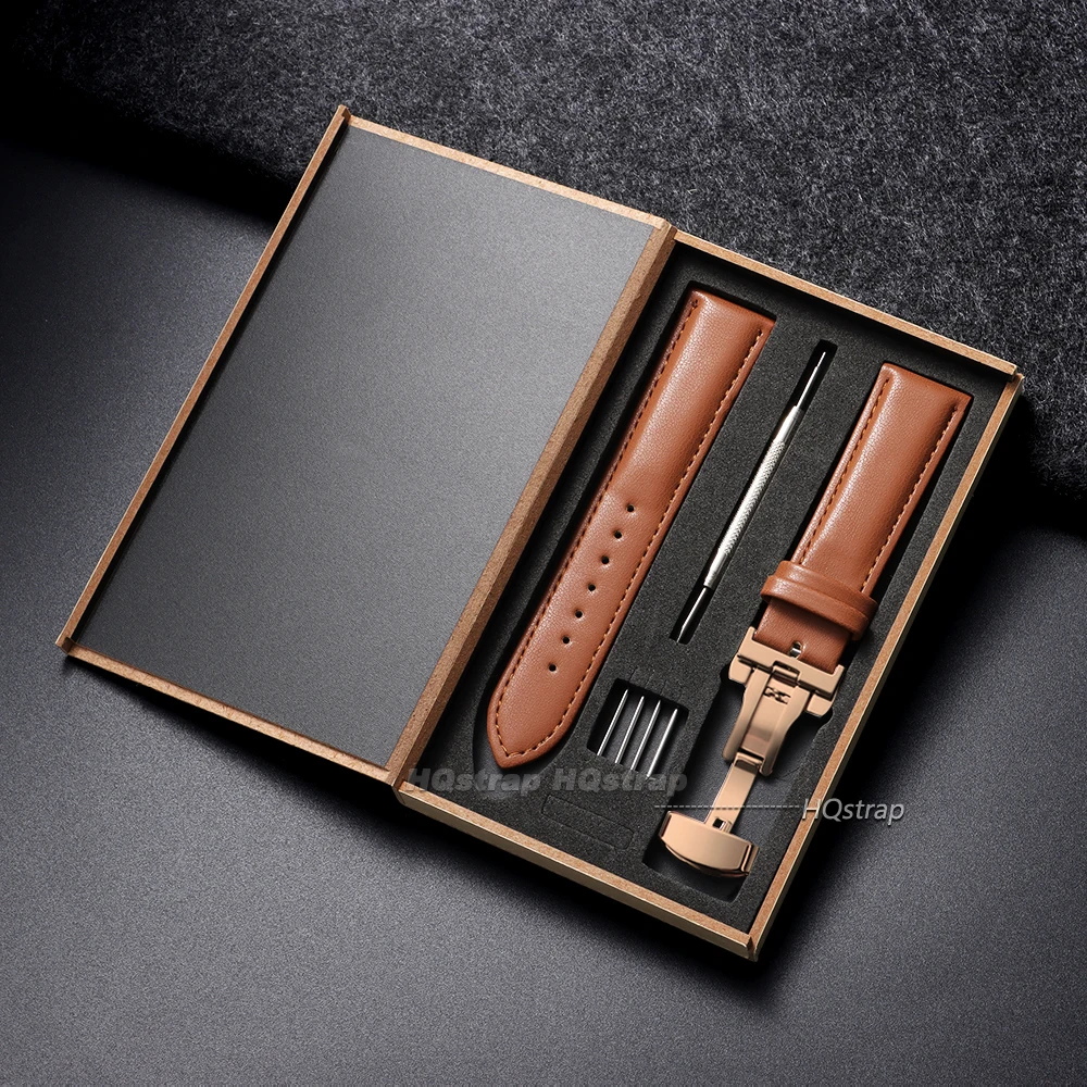 Elegant Calfskin Watch Band with Butterfly Clasp