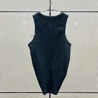 Femmes t-shirts nouveau torsadé fleur noué haut sans manches pour l'été 2025 élastique mince pur coton femmes gilet corset haut court 4