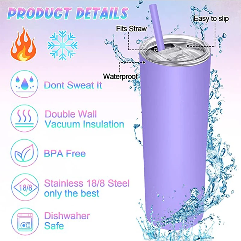 Personalized Diy Sublimation 20oz 30oz Skinny Tumbler White Blank Leak  Proof Water Bottle With Lid And Straw Mugs For Party Gift - Vacuum Flasks &  Thermoses - AliExpress