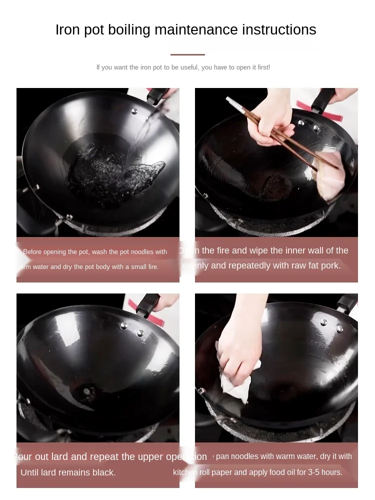 big iron frying pan home old-fashioned uncoated round-bottomed frying pan  gas stove suitable for non-rust fine iron - AliExpress