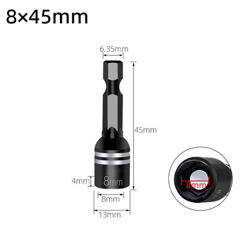1Pcs 8mm Magnetische Mutter Schraubendreher Buchse Bit Hex Schaft Fahrer Adapter Steckschlüssel Für Bohrmaschinen Fahrer Buchse Kit – Detail 9