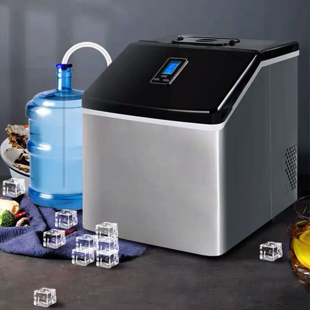 25KG Ice Cube Maker Household Ice Generator Square Maker Machine Commercial Mini Stainless Steel Machine New