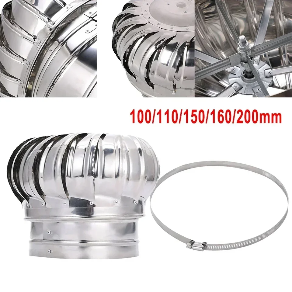 JUCCJUXIN Rotating Chimney Cowl Cap, Stainless Steel Rotating Chimney Cowl Cap,304 Stainless Steel Cowl Bird Guard Spinner,Cowl Cap With Claw Base Energy Saving,Roof Ventilator (Size : 450mm/17.71in - View #3