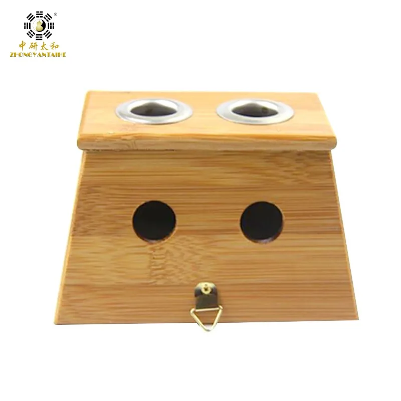 Bamboo Moxa Roll Box Moxa Roll Stick Box Health Care Healing Therapy Sticker Moxibustion Holder Case 2 Holes