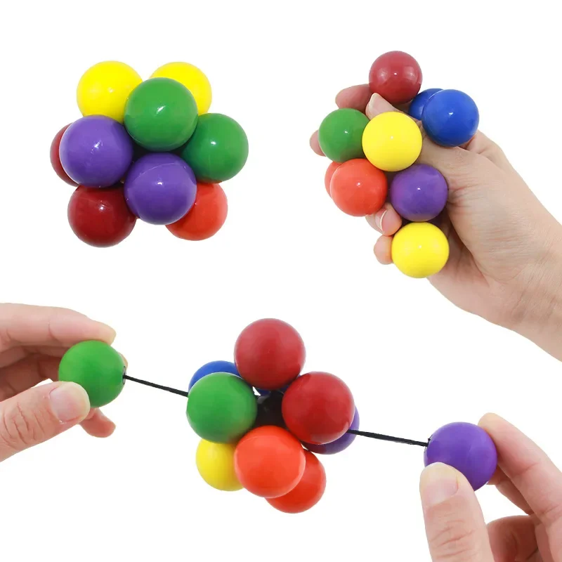 

Creative Fidget Toy Magic Beaded Adult Kids Stress Reliever Elastic Colorful Ball Decompression Ball Variety Beaded Squeeze Ball