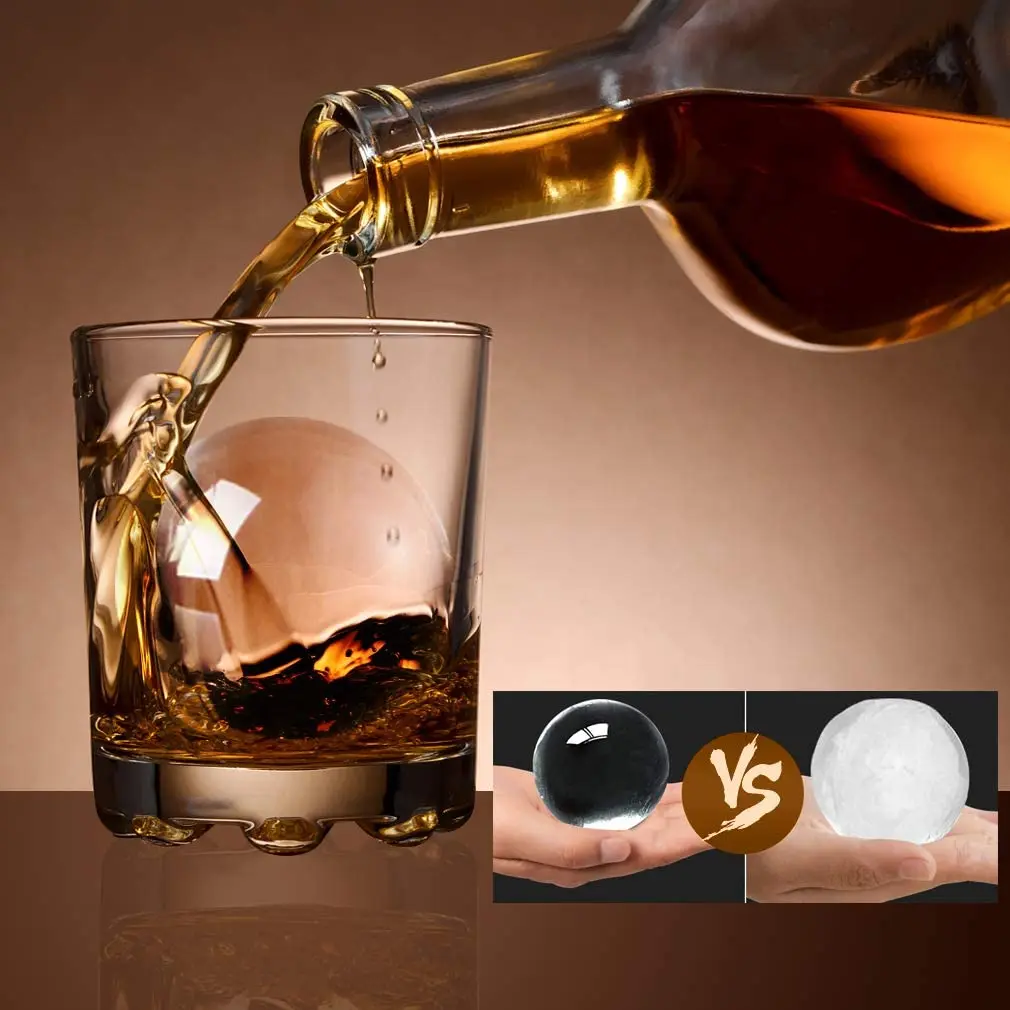 Premium Ice Ball Maker - Grote 2,4 Inch Whiskey Ice Mold - Kristalheldere ijsmachine met opbergtas Premium Ice Ball Maker - Grote 2,4 Inch Whiskey Ice Mold - Kristalheldere ijsmachine met opbergtas