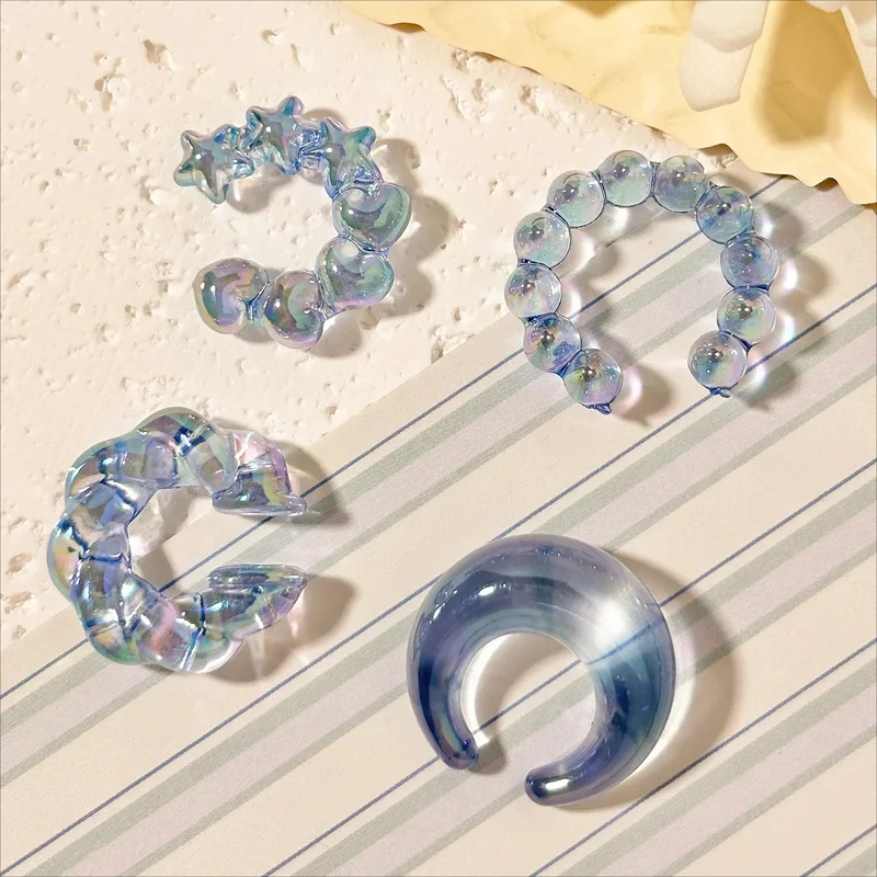 4PCS C-ring No Ear Hole Clip Earrings Ear Bone Clips