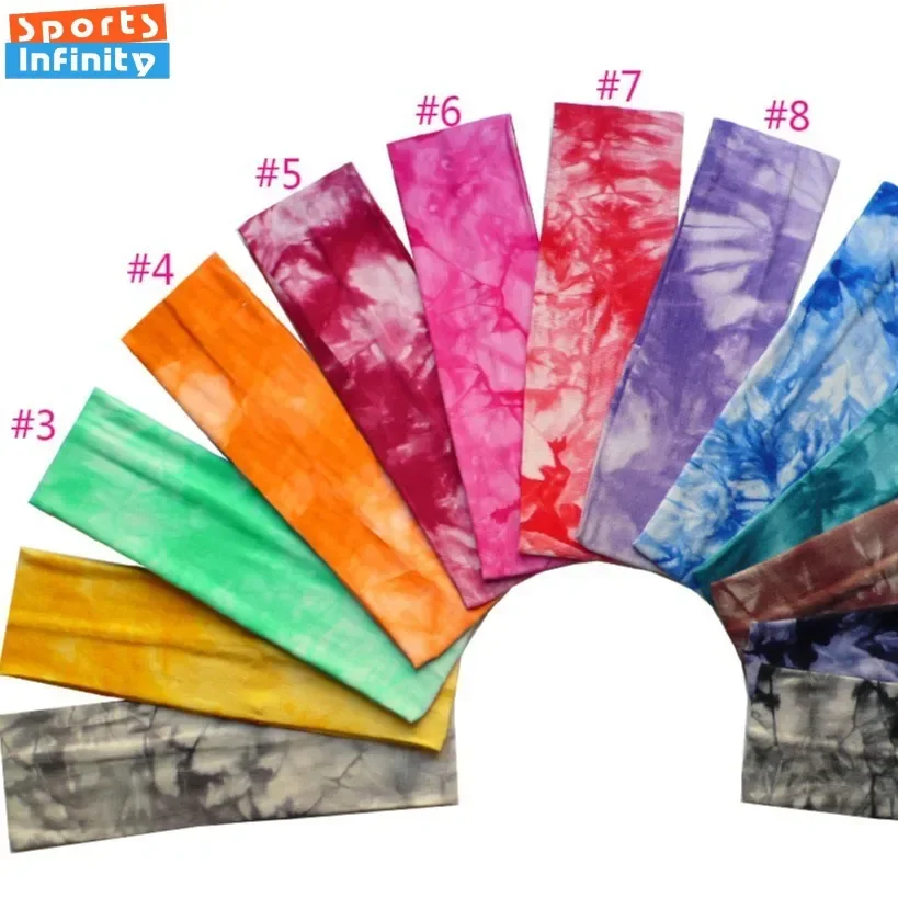 Fashion Tie Dye Sports Headband for Men Women Yoga Sweatband Yoga Hair Bands Running Fitness Headband Elastic Cotton Headscarf