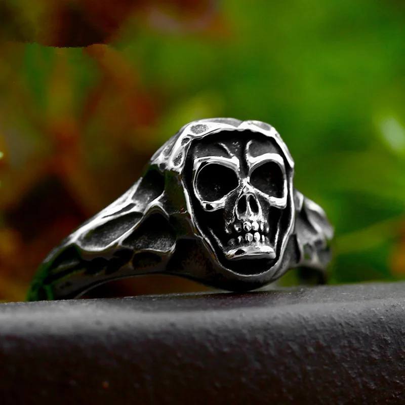 

Vintage Punk Gothic Skull Stainless Steel Men Rings Unique Trendy for Women Fashion Jewelry Halloween Creativity Gift Wholesale