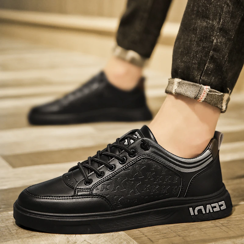 

Мужские деловые туфли, черные или белые кроссовки на плоской подошве, удобные повседневные туфли, весна 2023