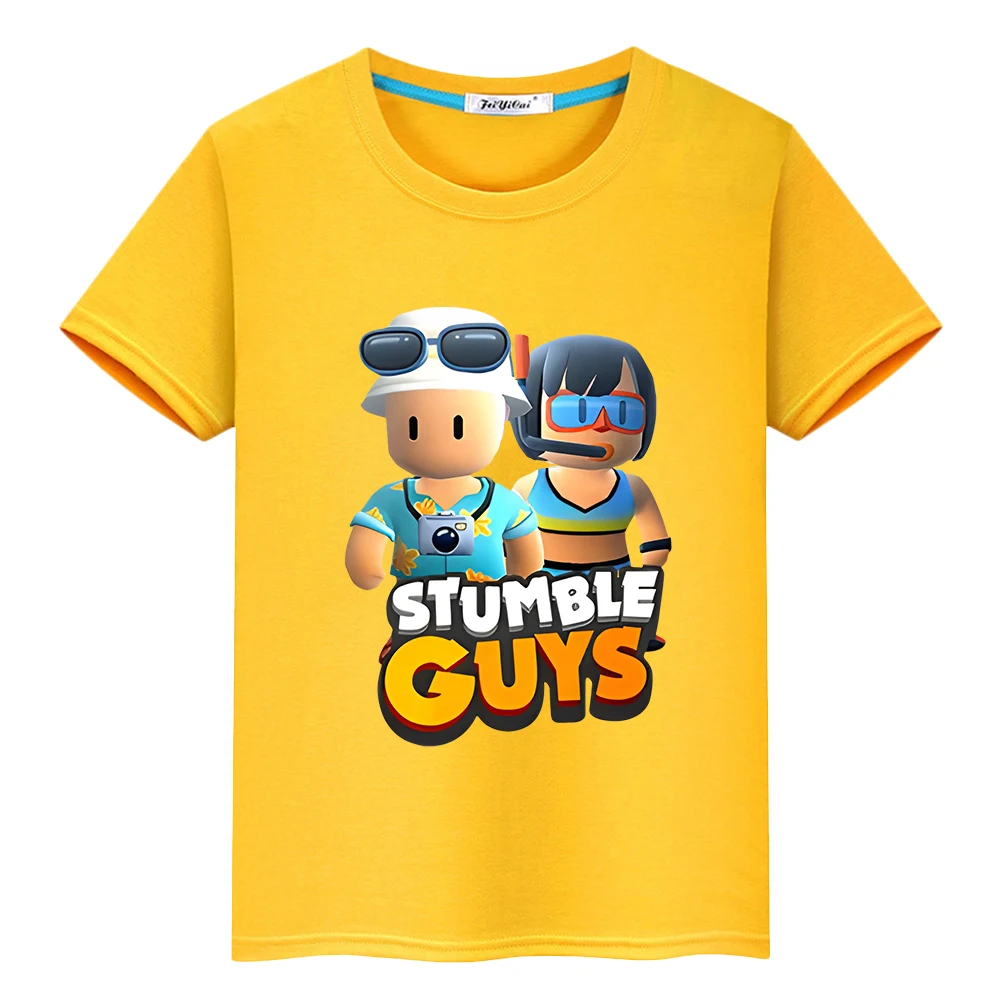 

Stumble Guys Casual 100% Cotton T-shirt y2k one piece boys Short anime Tees Print Tops Kawaii pride tshirt kids clothes girls