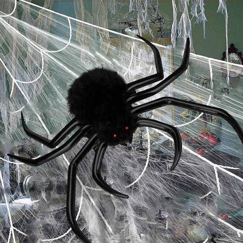 

115cm Halloween Big Plush Spider Horror Halloween Decoration Party Props Outdoor Giant Spider Decor Black Spider Home Supplies