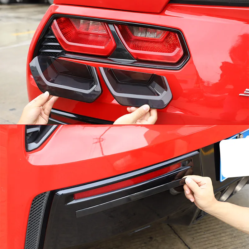 Para Chevrolet Corvette C7 2014-2019, Cubierta Decorativa Negra ABS para Luces Traseras y Faros Antiniebla, Accesorios para Auto