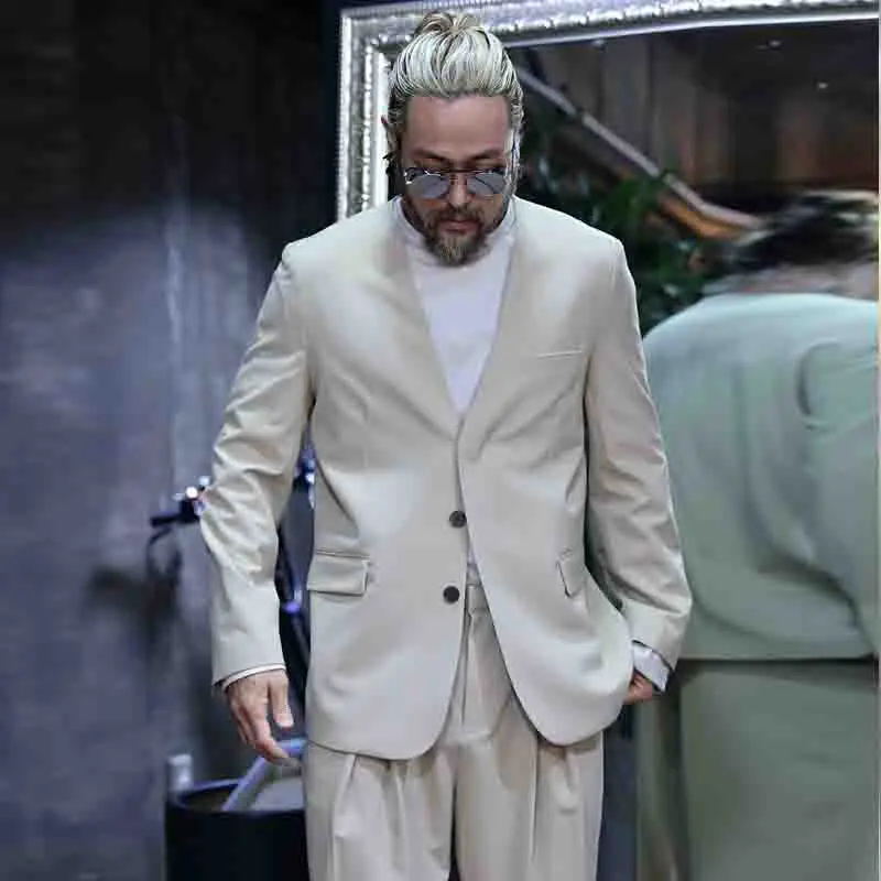 

Мужской Корейский Молодежный тренд красивый тонкий черный костюм осень новая модная трендовая простая повседневная куртка без воротника