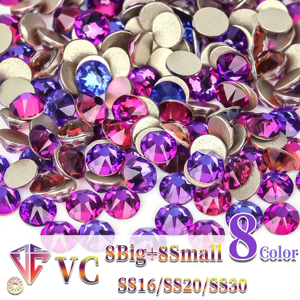 

VC New Colors Purple Velvet Champagne Sun Star 2088 Glitter Nail Art Rhinestones Flatback Crystal Glass Non Hot Fix Stones