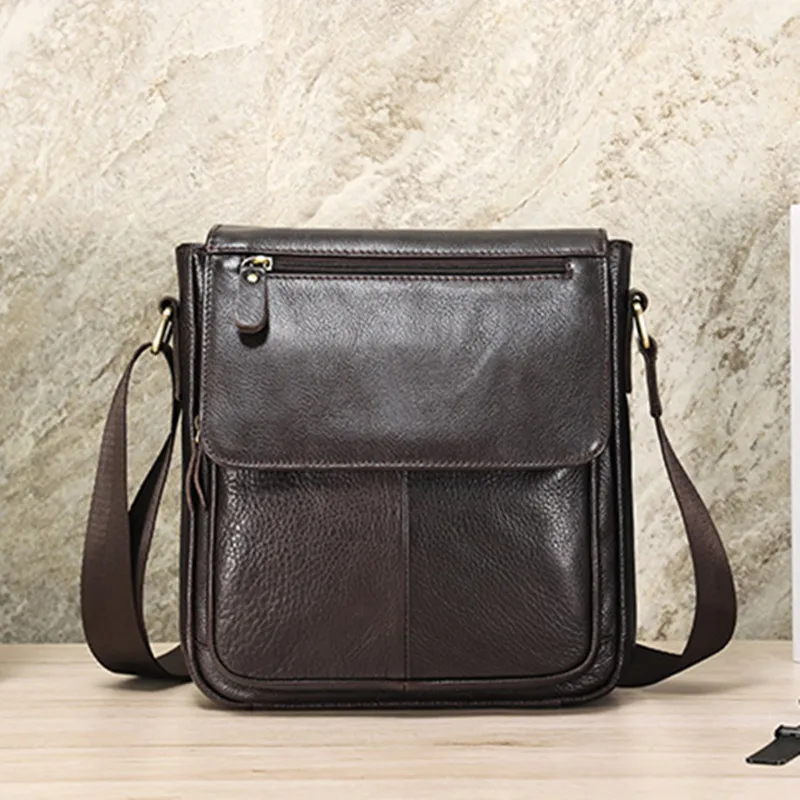 

Genuine leather flap MEN'S shoulder bag vintage cow leather crossbody bag large capacity male messenger bag