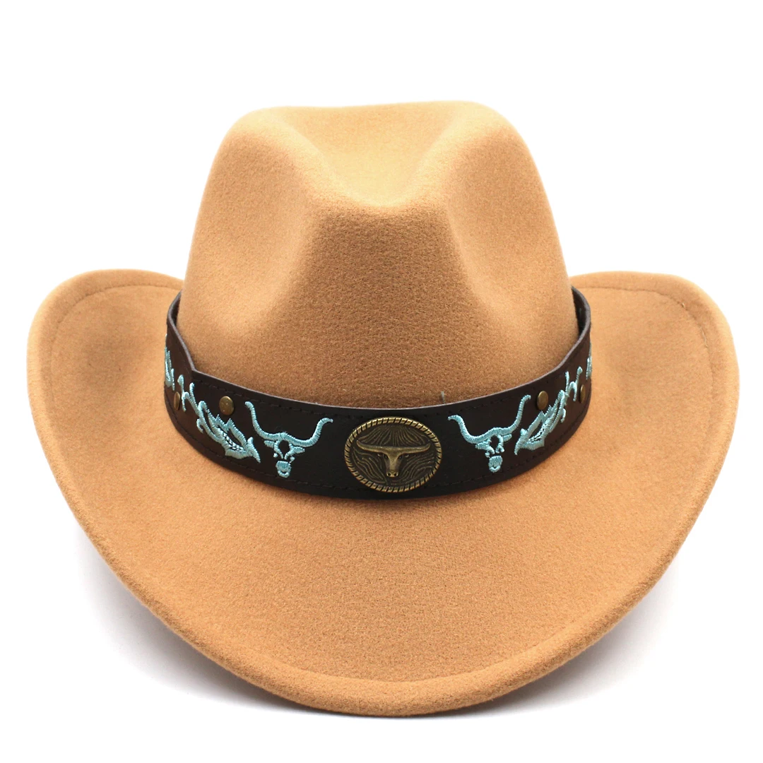 Cowboyhut mit breitem Gürtel für Damen und Herren, Halloween-Kostümzubehör mit Western-Thema – Detail 5