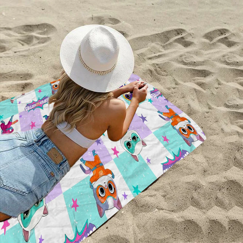 Junior Super Kitties Pattern Towel Microfiber Beach Towel Absorbent Quick dry Soft Yoga Swimming Resort Mountain Climbing
