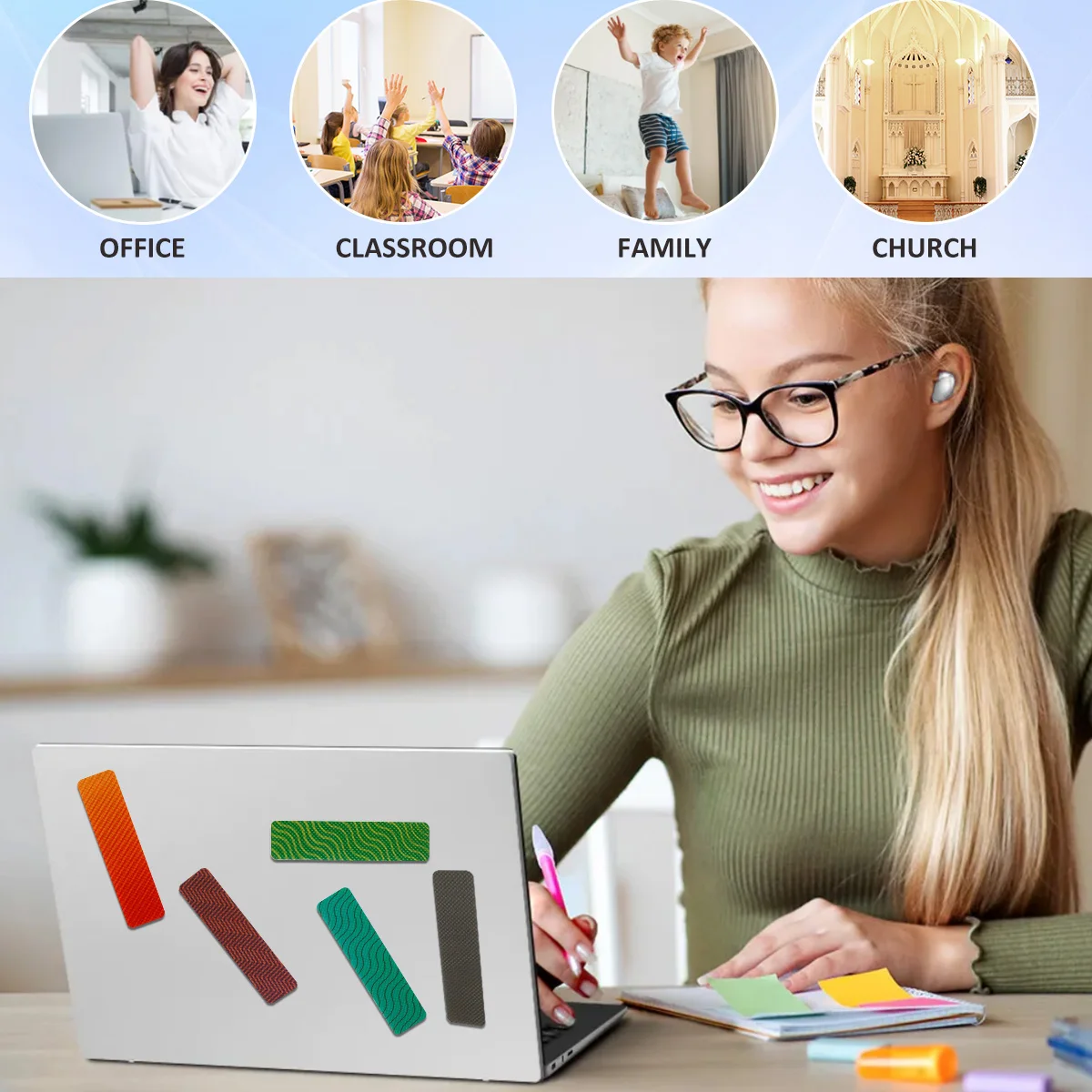 40Pcs Decompression Strip Adhesive Calm Stickers Adult Anxiety Reduction Supply Colorful Textured Stickers for Desk Computer
