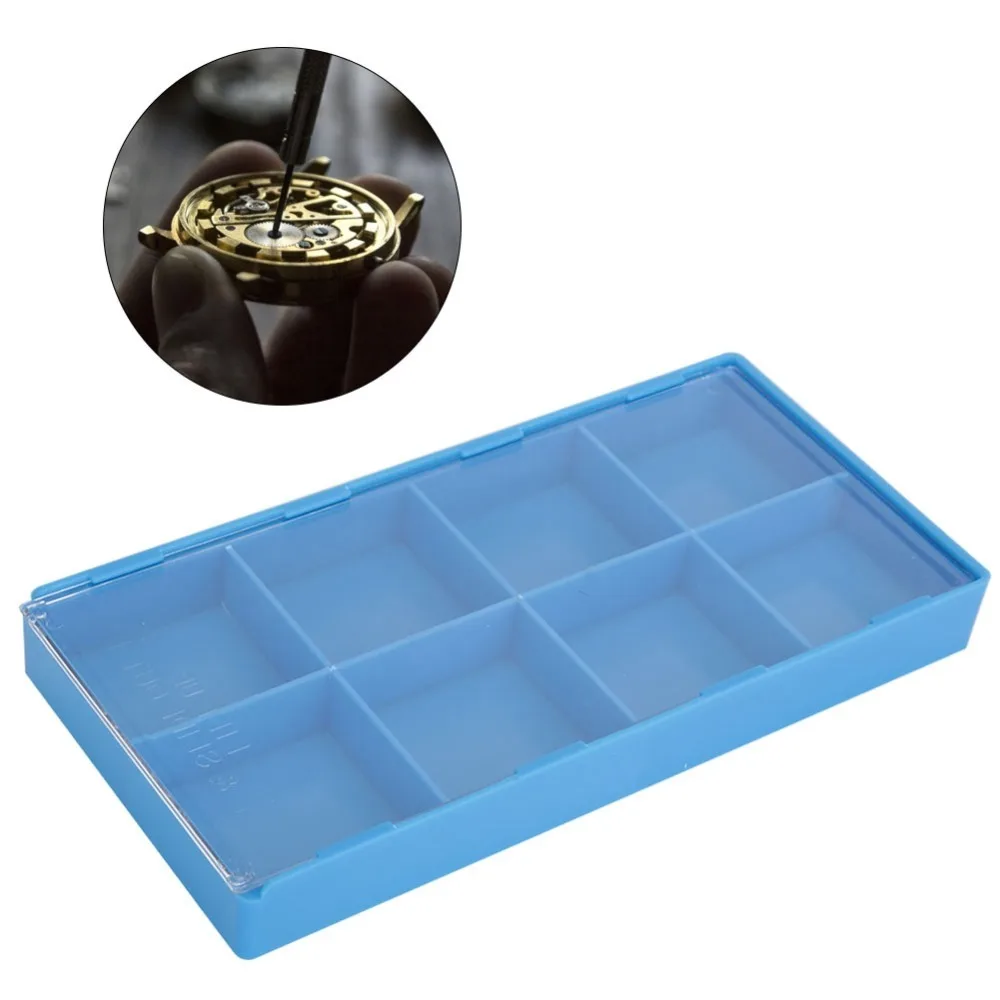 Professional 8 Grid Watch Parts Storage Box Plastic Material Watch Parts Organizer Watchmaker Repairing Tools Table Top Use