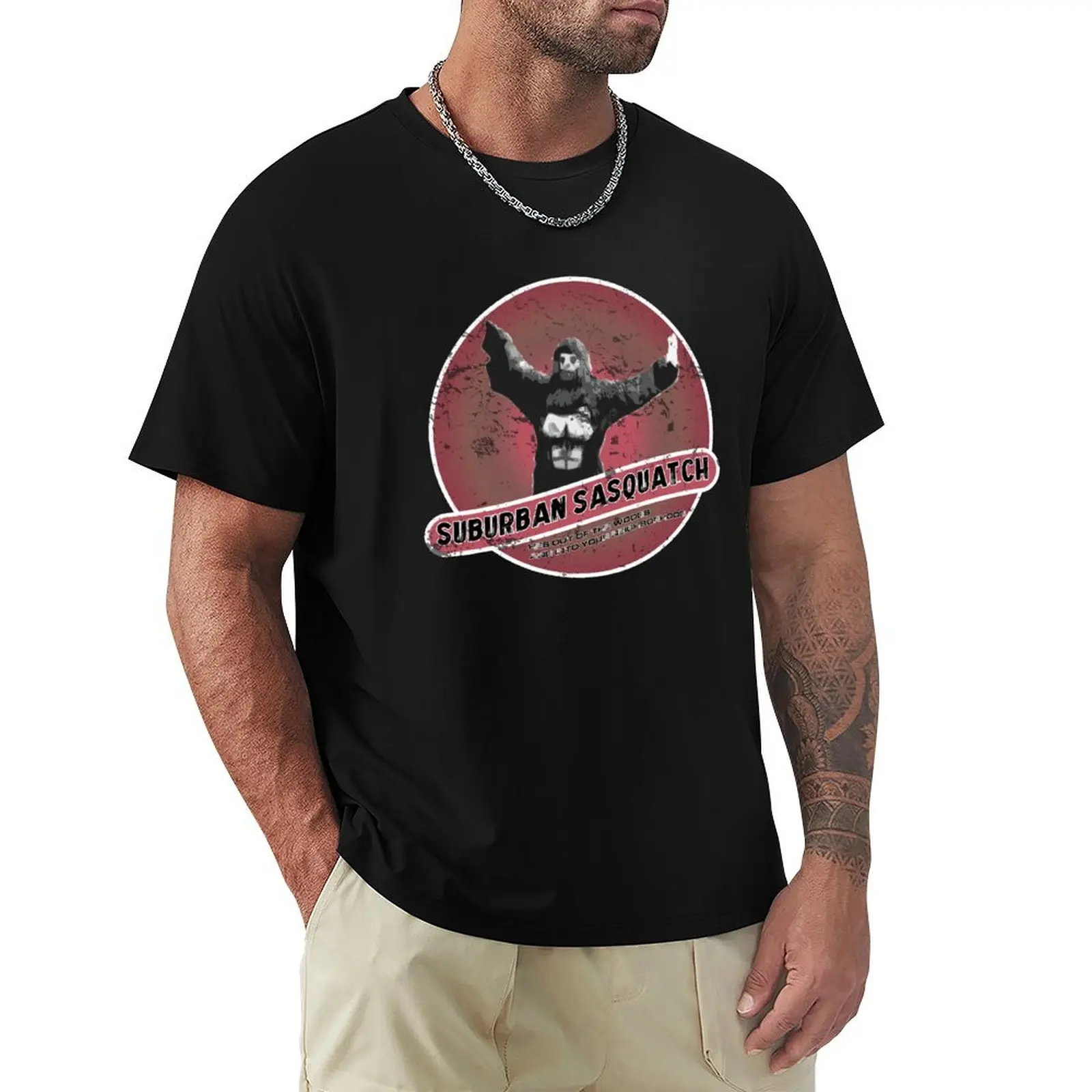

suburban sasquatch - B movie distressed T-shirt quick-drying sweat tees heavyweights plain white t shirts men