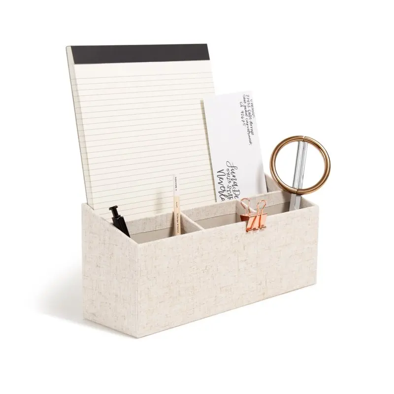 

Новинка 2023, двухъярусные Настольные Ящики для хранения, бежевые льняные для взрослых, подростков и подростков 5093U