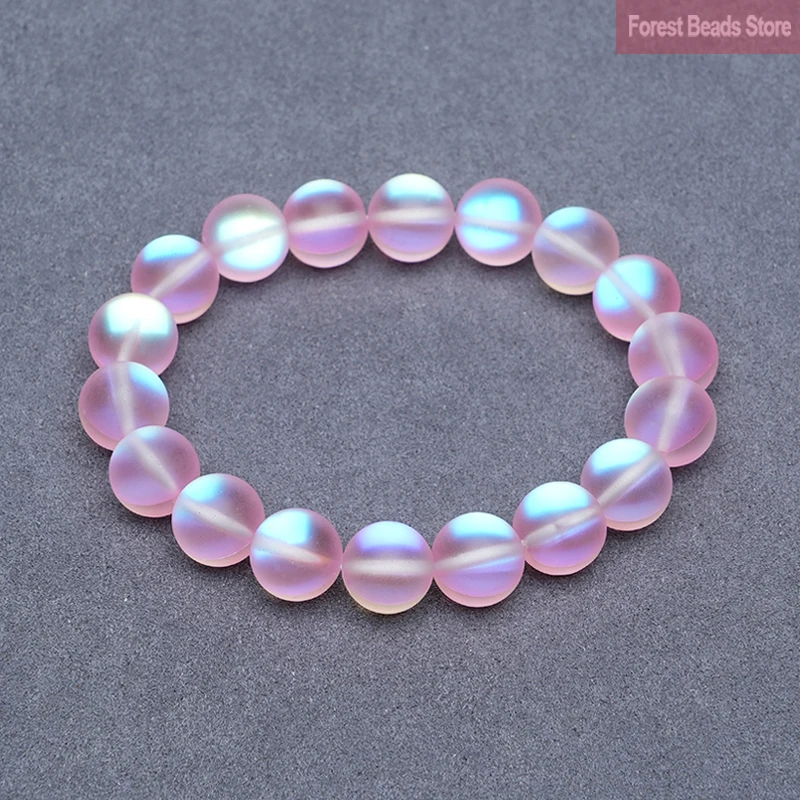 Matt Rosa Österreich Kristall Glitter Mond Stein Streche Armband Elastische Schnur Pulserase Schmuck Perlen Liebhaber Frau Geschenk 6/8/10/12mm