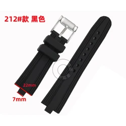 High-Quality Black Silicone Rubber Men's Watch Strap with Convex Joint (A Black-S pin)