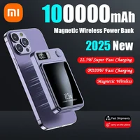 Xiaomi 100000mAh Power Bank Magnetic Wireless 22.5W Ultra Super Fast Charging Magnetic Power Bank For Iphone Samsung Huawei 1