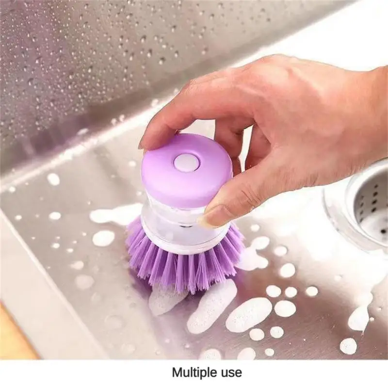 1pc Dish Brush Handheld Cleaning Liquid Storage Bowl Palm Scrubber Mini