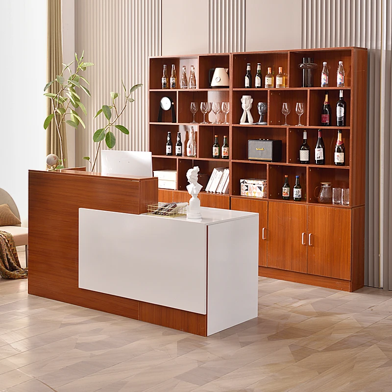 Solid Wood Front Desk Table Aesthetics Counter Outdoor Businesss Cash Register Cabinet Reception Simple Modern Wine Bar Home