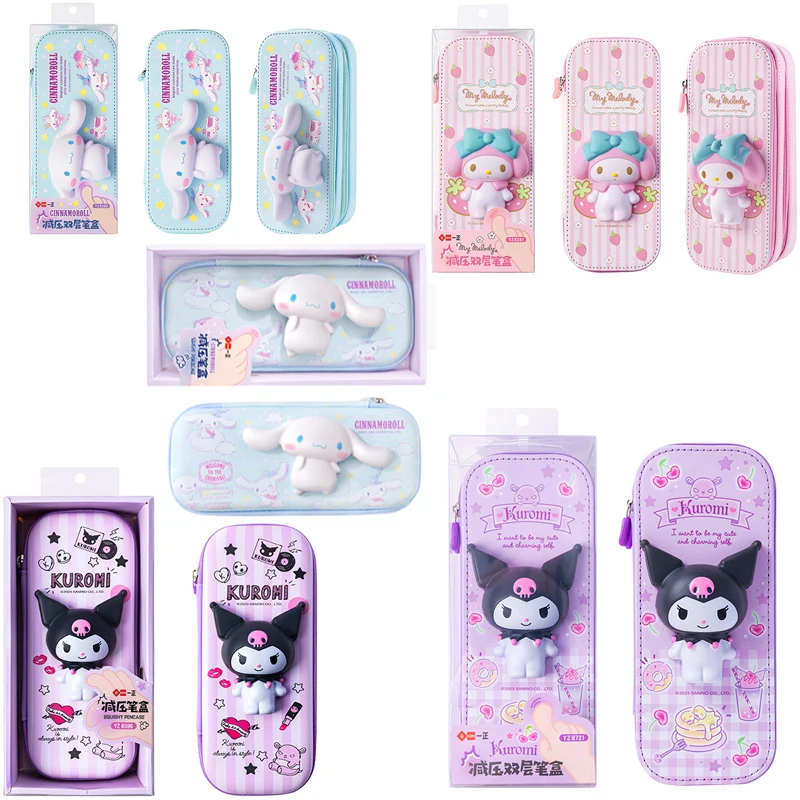 

Sanrio PU Large Capacity Pencil Case Kawaii HelloKitty Cinnamoroll Melody School Pencils Bag Pouch Pen Case Supplies Stationery