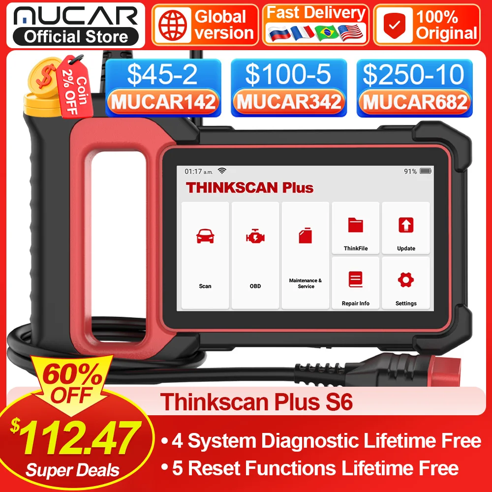 Thinkcar Thinkscan Plus S5 S6 Strumenti Diagnostici Per Auto Obd2 Scanner Automobilistico Mulit-System Scanner Lettore Di Codici Obd 2 Per Auto