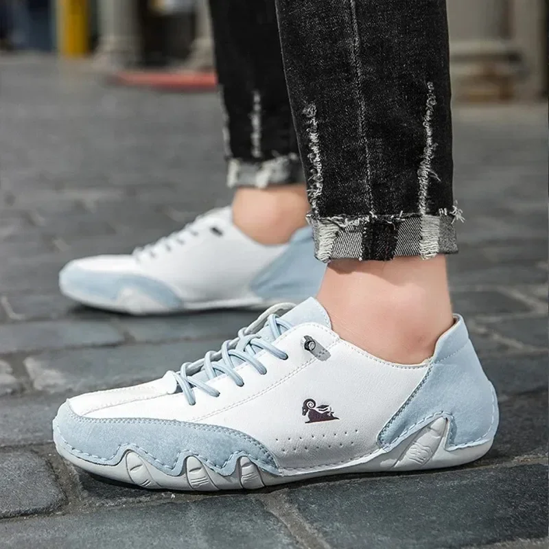 Tennis Men Shoes Casual Loafers Sewing Style Mixed Colors Soft Lace-Up Loafers Comfortable Vulcanize Shoes Zapatillas De Hombre