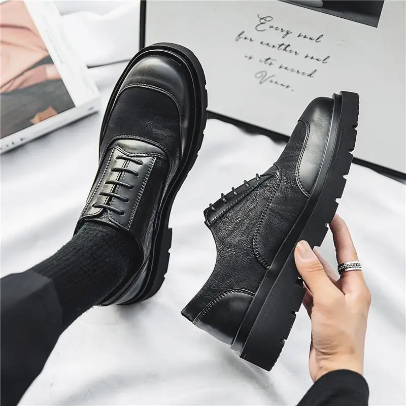 

Мужские деловые кожаные туфли с круглым носком, новинка 2023, модные повседневные мужские деловые офисные туфли, трендовые мужские свадебные туфли для вечеринки, B266