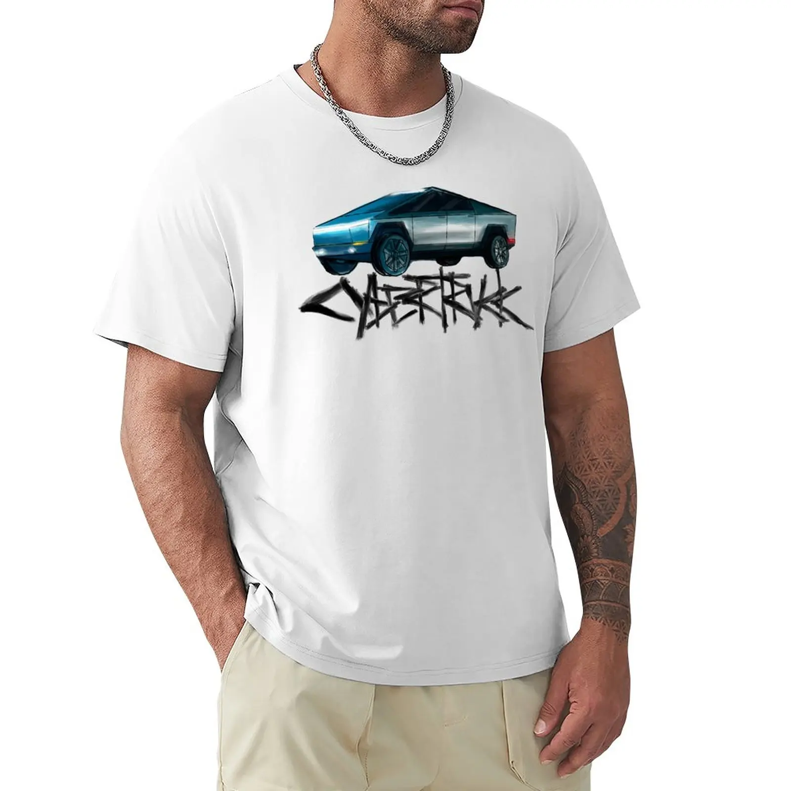 T-Shirt Cybertruck Oversize Plus Size Top Top Abbigliamento Uomo