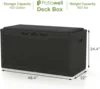 100 Gallon Resin Deck Box with cushion, Waterproof Large Outdoor Storage Box with Padlock for Patio Furniture and Gard 6