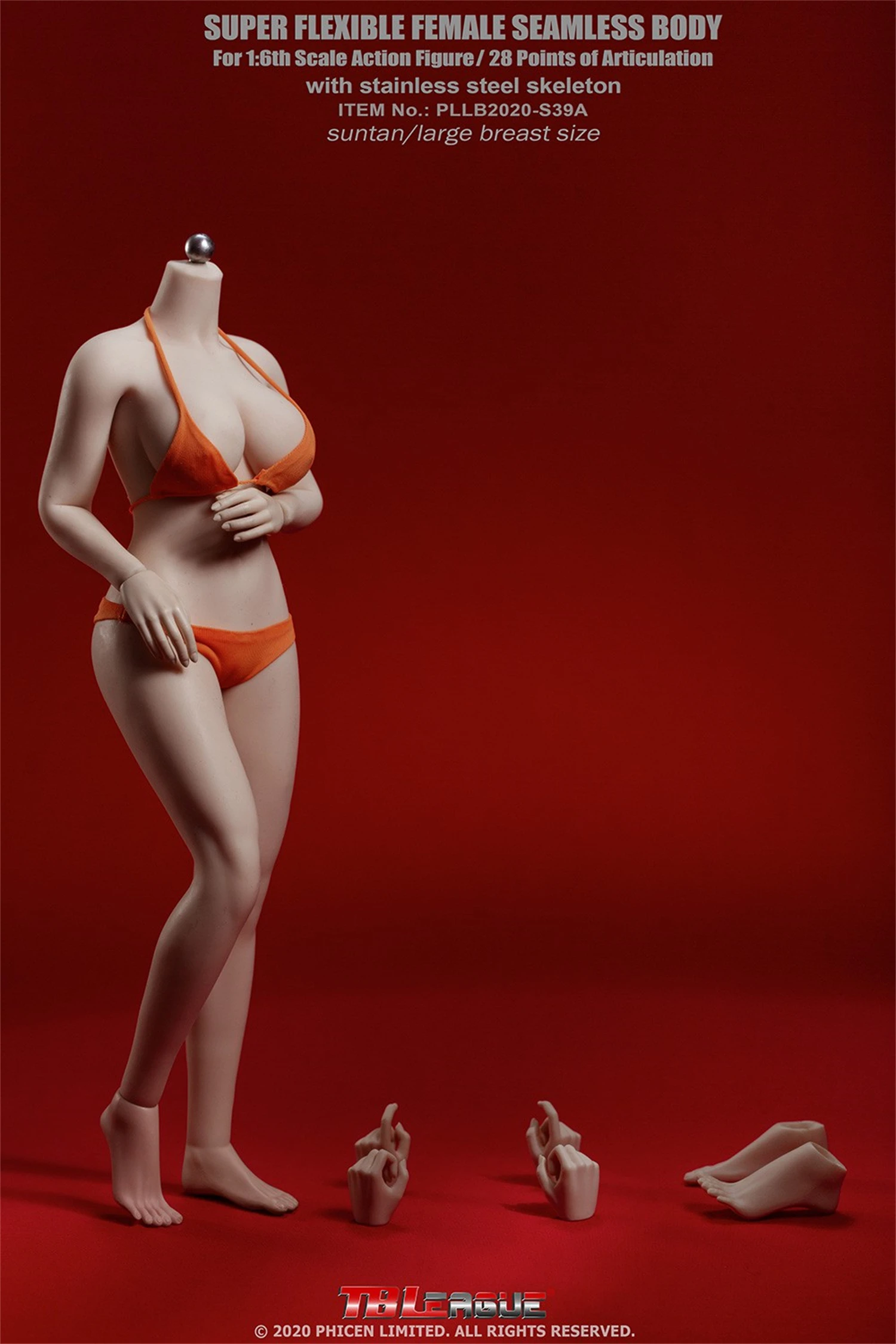 

TBLeague 1/6 PLLB2020-S39A Suntan Fat Girl, мягкая бесшовная фигурка с большой грудью, кукла без головы