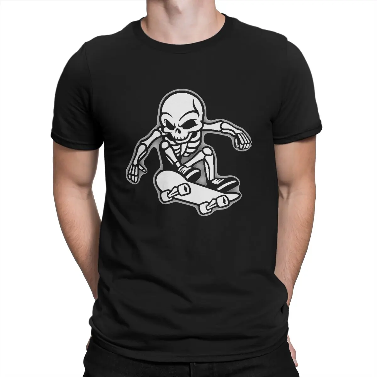 

Men T-Shirt Peace Funny 100% Cotton Tee Shirt Short Sleeve Skull Panic Terrorist T Shirt Round Neck Tops Printed