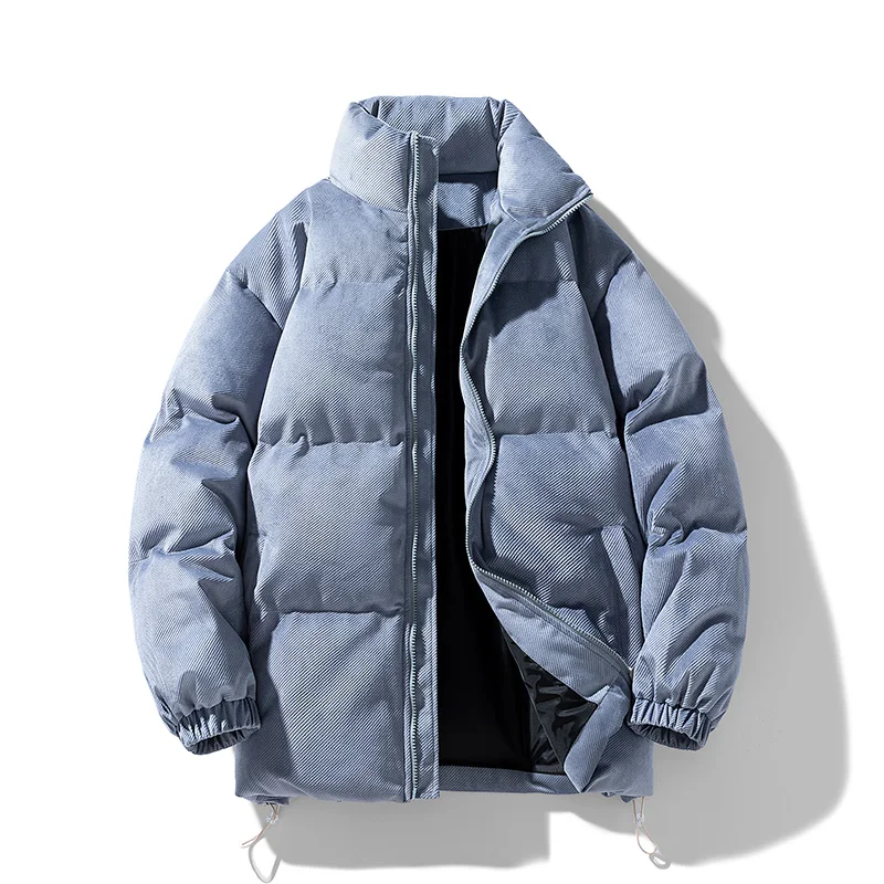 New Men'S Fashion Casual Versatile Corduroy Bread Jacket Loose Fitting Autumn Winter Couple Top Thickened Warm Down Cotton Coat